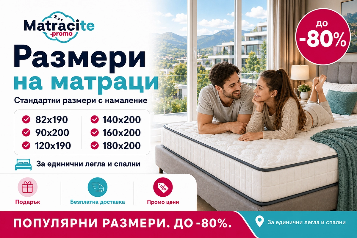 Размери на матраци за единични легла и спални – 82x190, 90x200, 120x190, 140x200, 160x200 и 180x200 с промо цени от Matracite.Promo